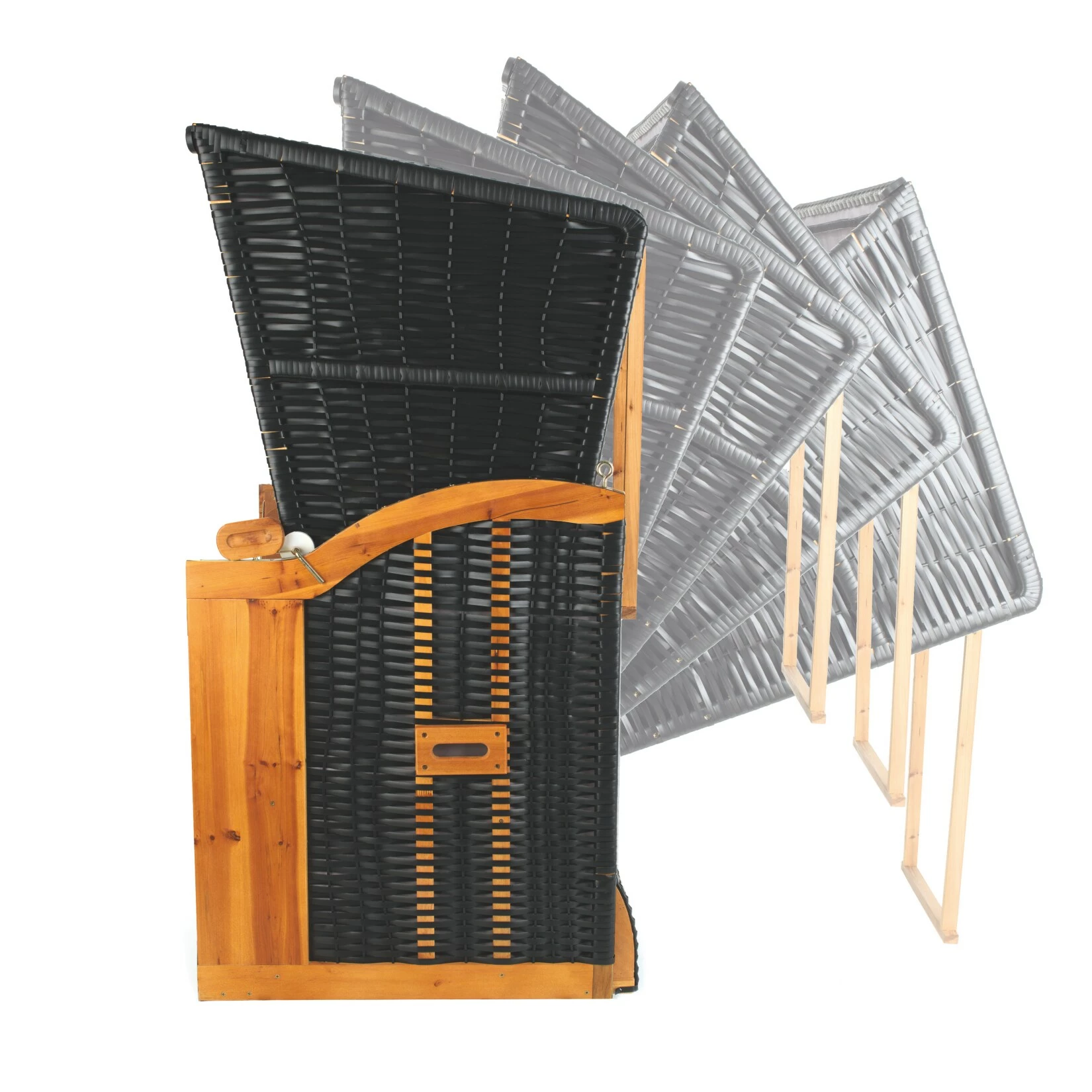 Hoberg Strandkorb 2 Sitzer 120x80x160cm Grau/braun Ohne Rollen 2 Hoberg Strandkorb 2 Sitzer 120x80x160cm Grau/braun Ohne Rollen – Bild 2