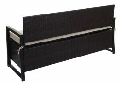 Poly-Rattan 3er Sitzbank MCW-F39, Gartenbank Truhenbank, Staufach Aufbewahrung Sitzkissen ~ Braun, Kissen Creme -Zipper Geschäft 2210246002 prod 005