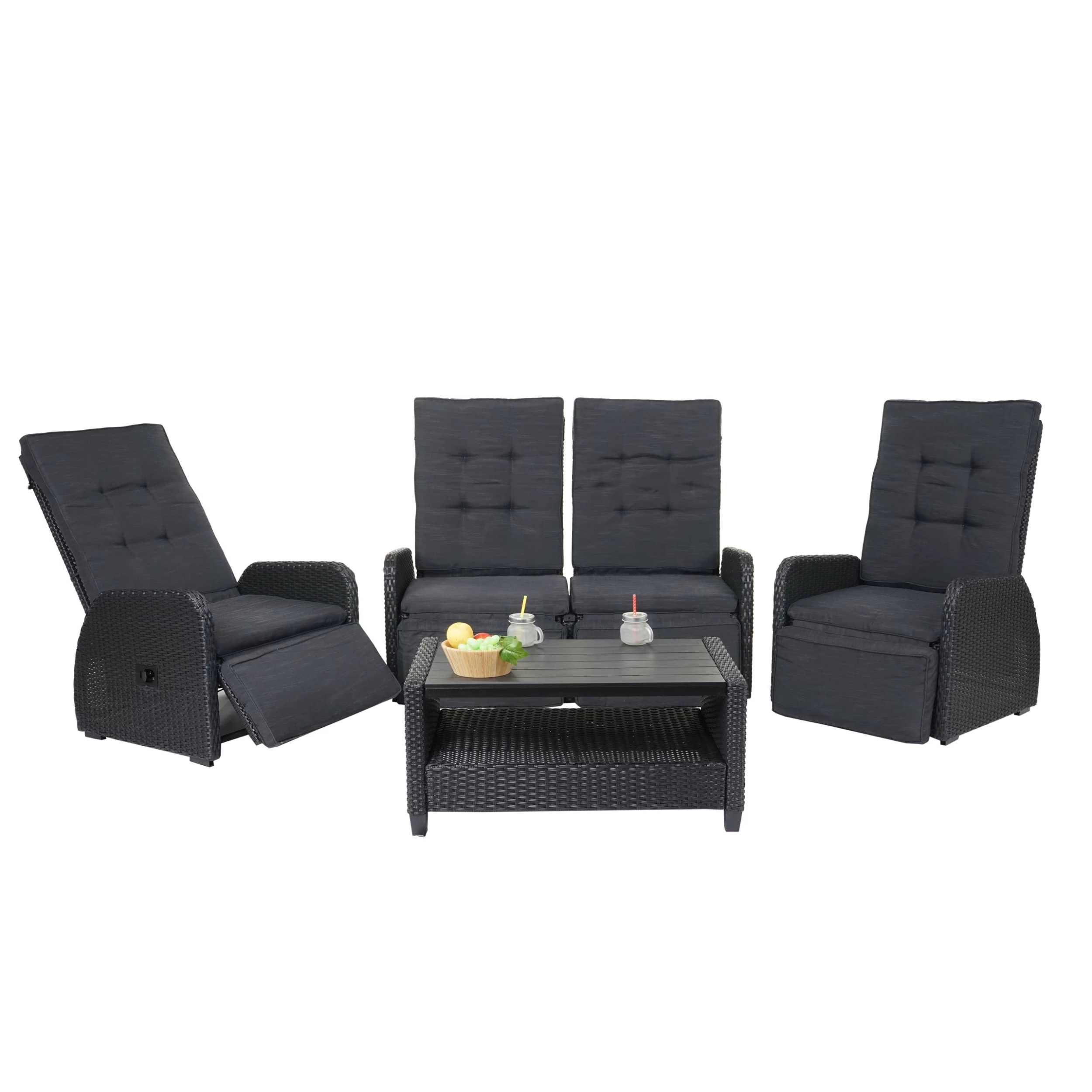Garnitur MCW-J35, Lounge-Set Sitzgruppe Sofa, Spun Poly Halbrundes Poly-Rattan ~ Anthrazit, Kissen Anthrazit 1 Garnitur MCW-J35, Lounge-Set Sitzgruppe Sofa, Spun Poly Halbrundes Poly-Rattan ~ Anthrazit, Kissen Anthrazit