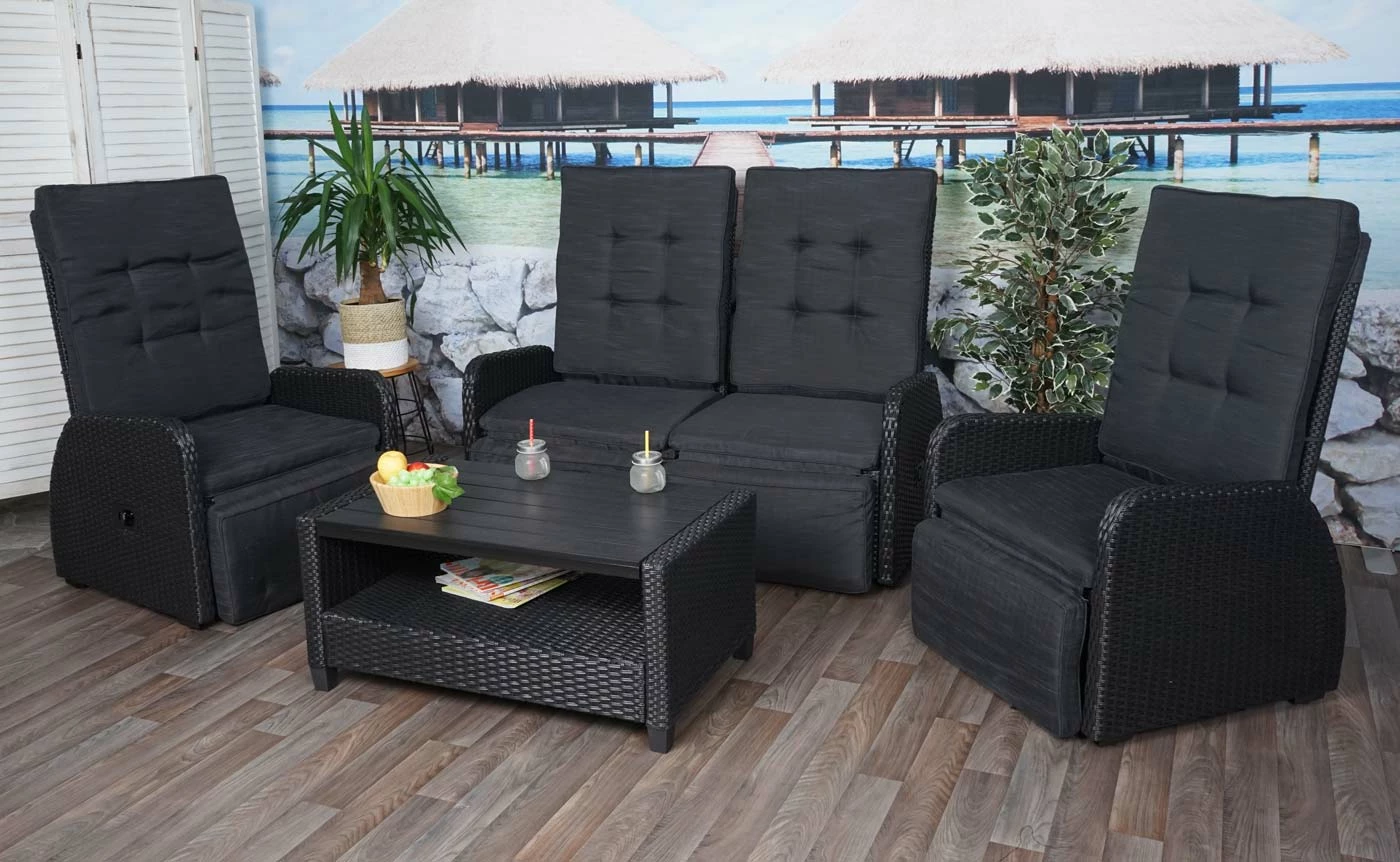 Garnitur MCW-J35, Lounge-Set Sitzgruppe Sofa, Spun Poly Halbrundes Poly-Rattan ~ Anthrazit, Kissen Anthrazit 2 Garnitur MCW-J35, Lounge-Set Sitzgruppe Sofa, Spun Poly Halbrundes Poly-Rattan ~ Anthrazit, Kissen Anthrazit – Bild 2