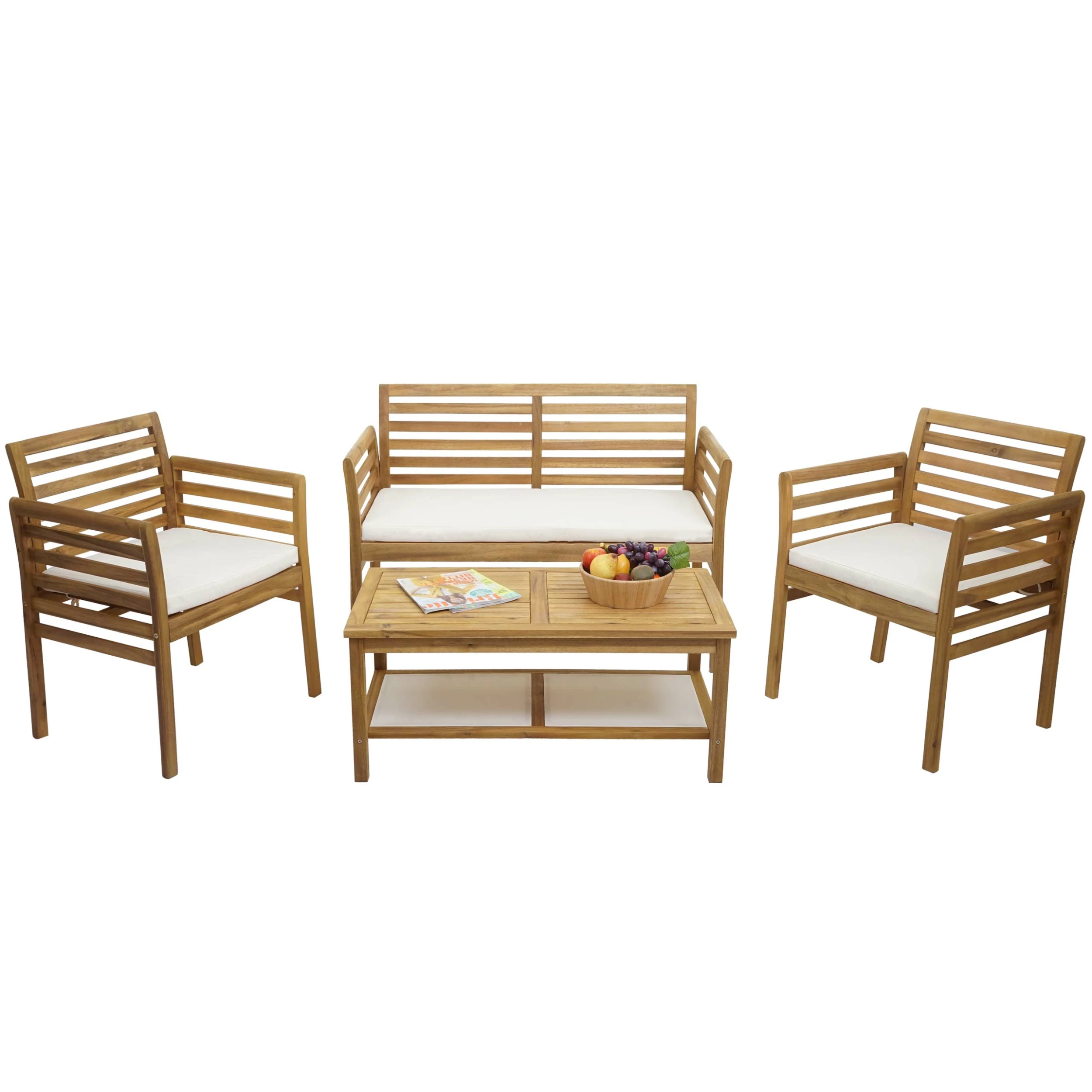 Gartengarnitur MCW-E99b, Sitzgruppe Balkon-Set Lounge-Set, Akazienholz Massiv FSC-zertifiziert ~ Kissen Creme 1 Gartengarnitur MCW-E99b, Sitzgruppe Balkon-Set Lounge-Set, Akazienholz Massiv FSC-zertifiziert ~ Kissen Creme