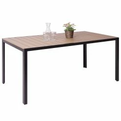 Gartentisch MCW-F90, Tisch Bistrotisch, WPC-Tischplatte 160x90cm ~ Hellbraun