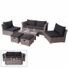 Poly-Rattan Garnitur MCW-J36, Balkon-/Garten-/Lounge-Set Sitzgruppe Sofa ~ Grau, Kissen Schwarz