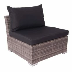 Poly-Rattan Garnitur MCW-J36, Balkon-/Garten-/Lounge-Set Sitzgruppe Sofa ~ Grau, Kissen Schwarz -Zipper Geschäft 2226971000 prod 003