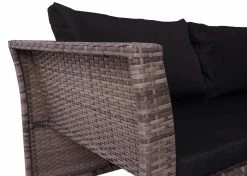 Poly-Rattan Garnitur MCW-J36, Balkon-/Garten-/Lounge-Set Sitzgruppe Sofa ~ Grau, Kissen Schwarz -Zipper Geschäft 2226971000 prod 006