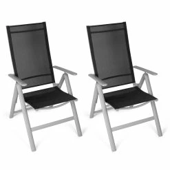 Vanage Alu Multiposition Stuhl Ungepolstert, 2er Set Schwarz, Versch. Farben