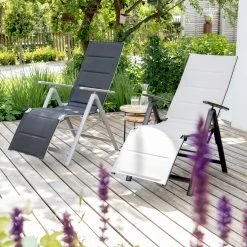 Vanage Gepolsterter Alu Relaxstuhl Mit Fußablage G-8465, Schwarz, Versch. Farben -Zipper Geschäft 2236880000 prod 006