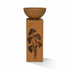 GARVIDA LED-Dekosäule Rost-Optik Ginko 59cm 3V Braun Mit Pflanzschale - Aufbauset