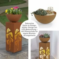 GARVIDA LED-Dekosäule Rost-Optik Ginko 59cm 3V Braun Mit Pflanzschale - Aufbauset -Zipper Geschäft 2323987000 prod 005