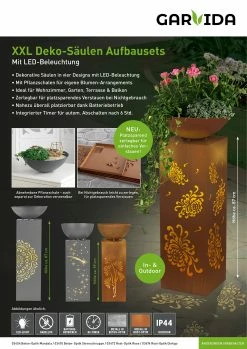 GARVIDA LED-Dekosäule Rost-Optik Ginko 59cm 3V Braun Mit Pflanzschale - Aufbauset -Zipper Geschäft 2323987000 prod 006