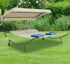 VCM Doppelliege Gartenliege Zweier Sonnenliege Liegestuhl 2 Personen Dach Bindox -Zipper Geschäft 8600043100 914559 prod 006