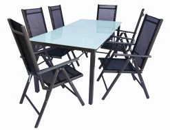VCM Set Gartenmöbel Alu Glas Gartenset Sitzgruppe Essgruppe Tisch Stühle 190 MA