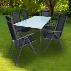 VCM Set Gartenmöbel Alu Glas Gartenset Sitzgruppe Essgruppe Tisch Stühle 190 MA -Zipper Geschäft 8600043100 915317 prod 005