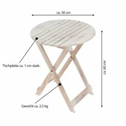 VCM Klapptisch Gartentisch Beistelltisch Klappbar Holz Geflammt Rund Ø 50cm -Zipper Geschäft 8600043100 915482 prod 006