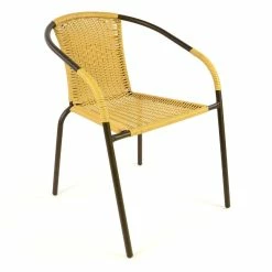 VCM Bistrostuhl Beige Hellbraun Stapelstuhl Balkonstuhl Rattanstuhl Poly-Rattan