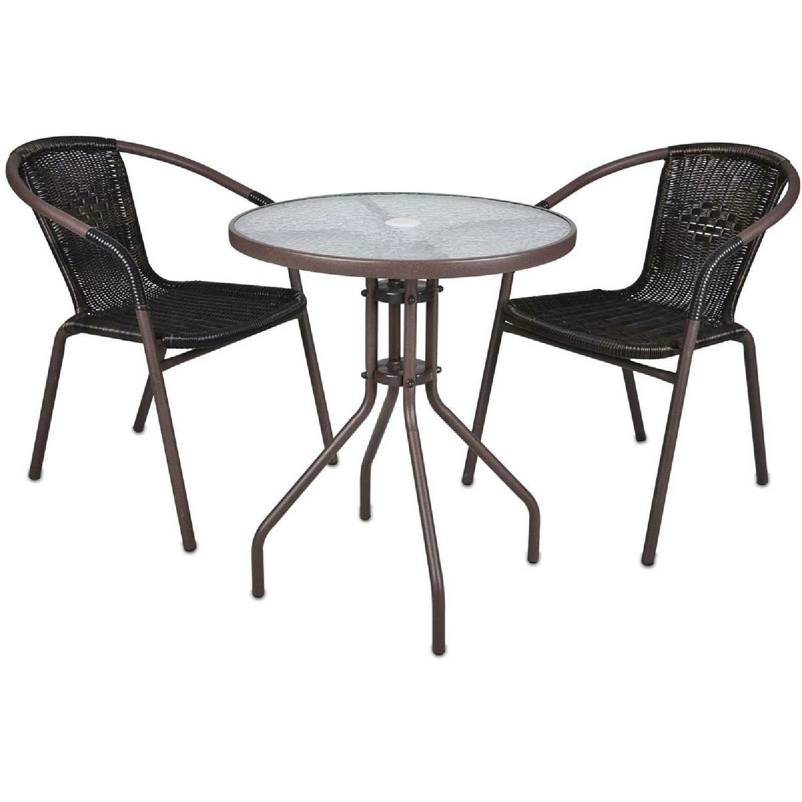 VCM Bistroset Balkonset Braun Sitzgarnitur Aus Glastisch + Bistrostuhl Poly-Rattan 1 VCM Bistroset Balkonset Braun Sitzgarnitur Aus Glastisch + Bistrostuhl Poly-Rattan