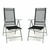 VCM 2er Set Klappstuhl Schwarz Aluminium Gartenstuhl Balkonstuhl Rahmen Hellgrau