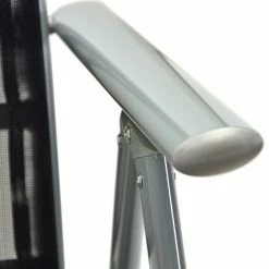 VCM 2er Set Klappstuhl Schwarz Aluminium Gartenstuhl Balkonstuhl Rahmen Hellgrau -Zipper Geschäft 8600043100 915833 prod 003