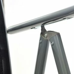 VCM 2er Set Klappstuhl Schwarz Aluminium Gartenstuhl Balkonstuhl Rahmen Hellgrau -Zipper Geschäft 8600043100 915833 prod 004