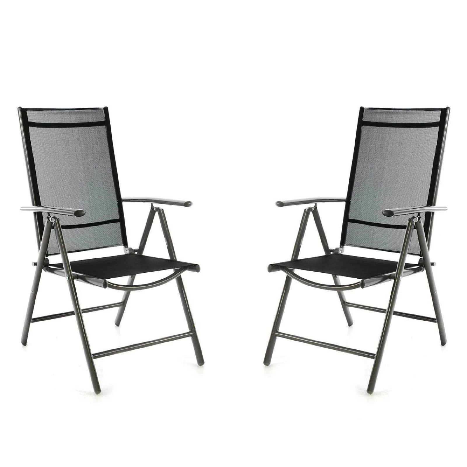 VCM 2er Set Klappstuhl Alu Textilene Schwarz Rahmen Dunkelgrau Gartenstuhl Camping 1 VCM 2er Set Klappstuhl Alu Textilene Schwarz Rahmen Dunkelgrau Gartenstuhl Camping