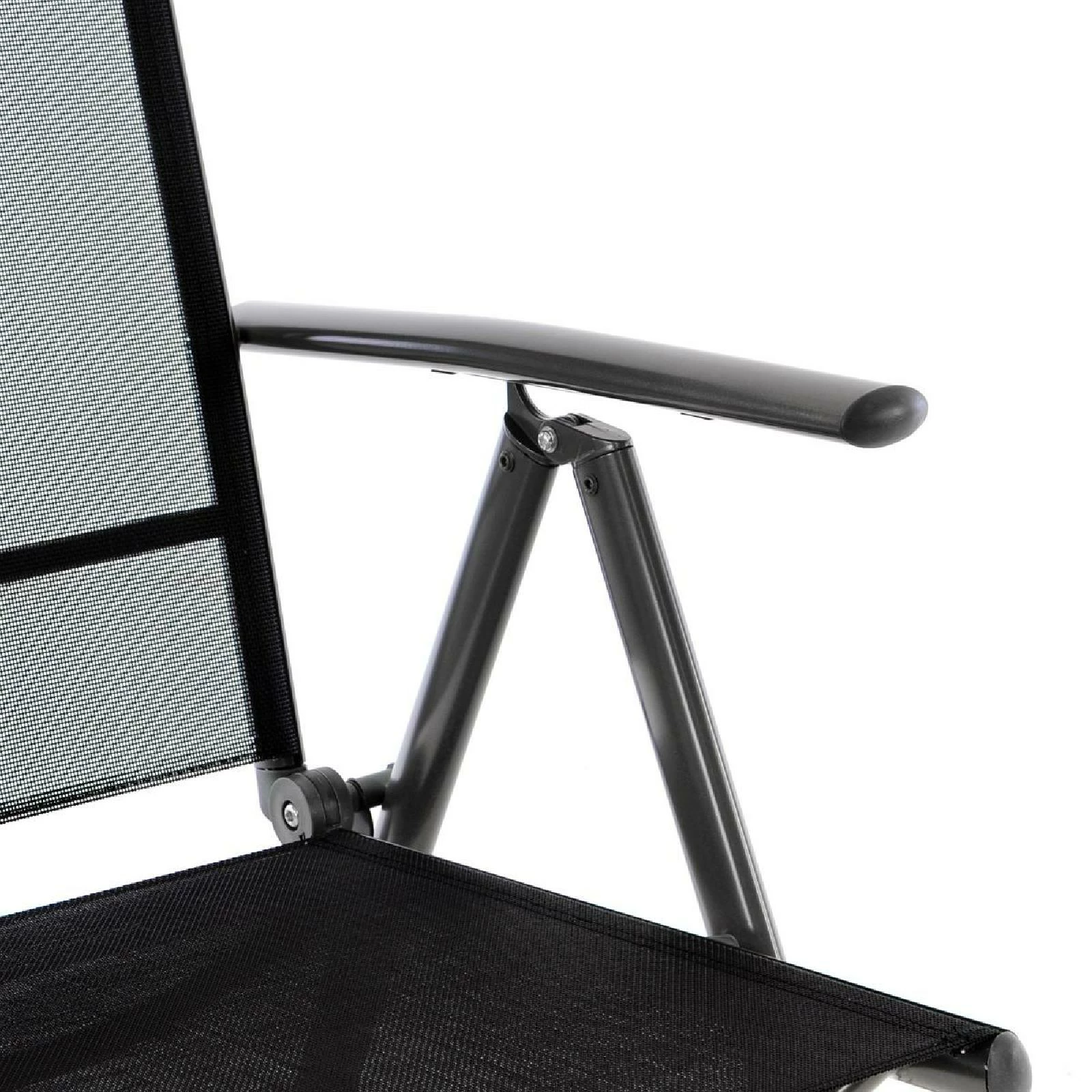 VCM 2er Set Klappstuhl Alu Textilene Schwarz Rahmen Dunkelgrau Gartenstuhl Camping 2 VCM 2er Set Klappstuhl Alu Textilene Schwarz Rahmen Dunkelgrau Gartenstuhl Camping – Bild 2