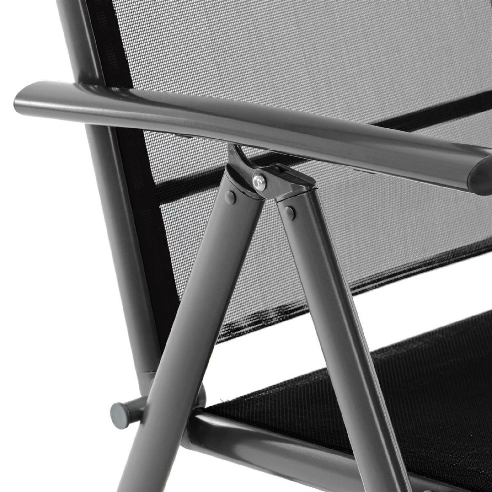 VCM 2er Set Klappstuhl Alu Textilene Schwarz Rahmen Dunkelgrau Gartenstuhl Camping 3 VCM 2er Set Klappstuhl Alu Textilene Schwarz Rahmen Dunkelgrau Gartenstuhl Camping – Bild 3