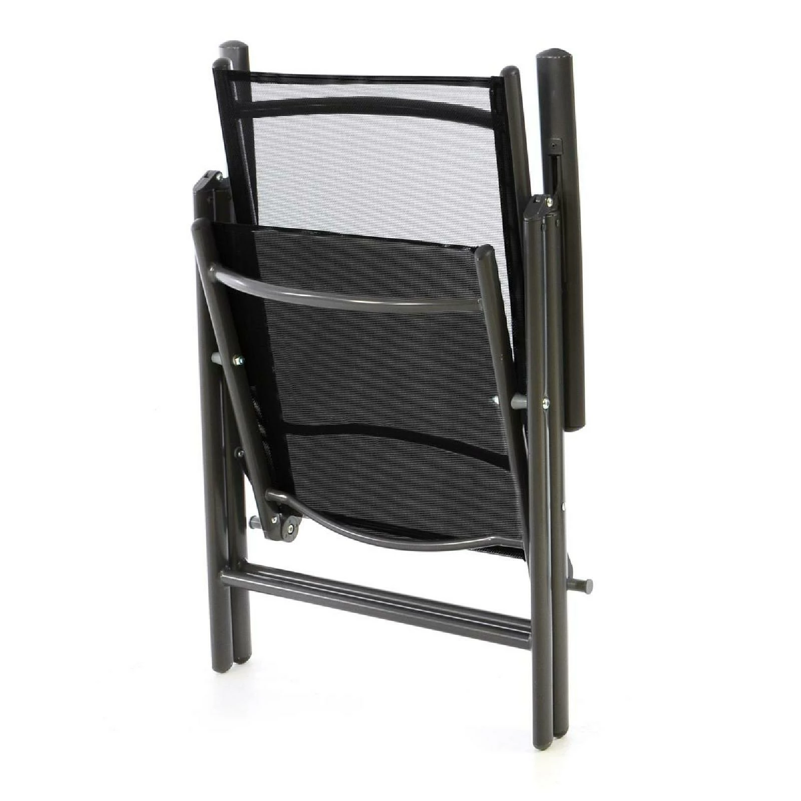 VCM 2er Set Klappstuhl Alu Textilene Schwarz Rahmen Dunkelgrau Gartenstuhl Camping 6 VCM 2er Set Klappstuhl Alu Textilene Schwarz Rahmen Dunkelgrau Gartenstuhl Camping – Bild 6