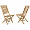 VCM 2er-Klappstühle Gartenstuhl Massiv Klappbar Teak Holz Behandelt