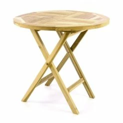 VCM Gartentisch Balkontisch Klapptisch Hochwertig Teak Holz Natur Ø80cm