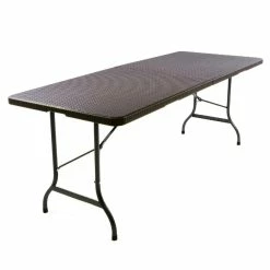 VCM Klapptisch Partytisch Gartentisch Rattan-Optik 180 X 75 Cm Braun Tragegriff