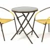 VCM Bistroset Balkonset Beige Sitzgarnitur Aus Klapptisch + Bistrostuhl Polyrattan