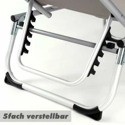 VCM Sonnenliege Sonnendach Grau 187x57x30 Cm Alu Campingliege Klappbar -Zipper Geschäft 8600043100 916316 prod 004