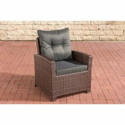 CLP Polyrattan-Sessel Fisolo Mit Sitzkissen I Gartenstuhl Mit Untergestell Aus Aluminium