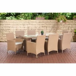 CLP Polyrattan-Sitzgruppe Avignon Big | Garten-Set Mit 8 Sitzplätzen | Komplett-Set: 1x Tisch Und 8 Gartenstühle Mit Sitzkissen