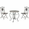 CLP Garten-Sitzgruppe Aldeano Aus Eisen I Pflegeleichtes Gartenmöbel-Set: 2 X Klappstuhl Und 1 X Tisch