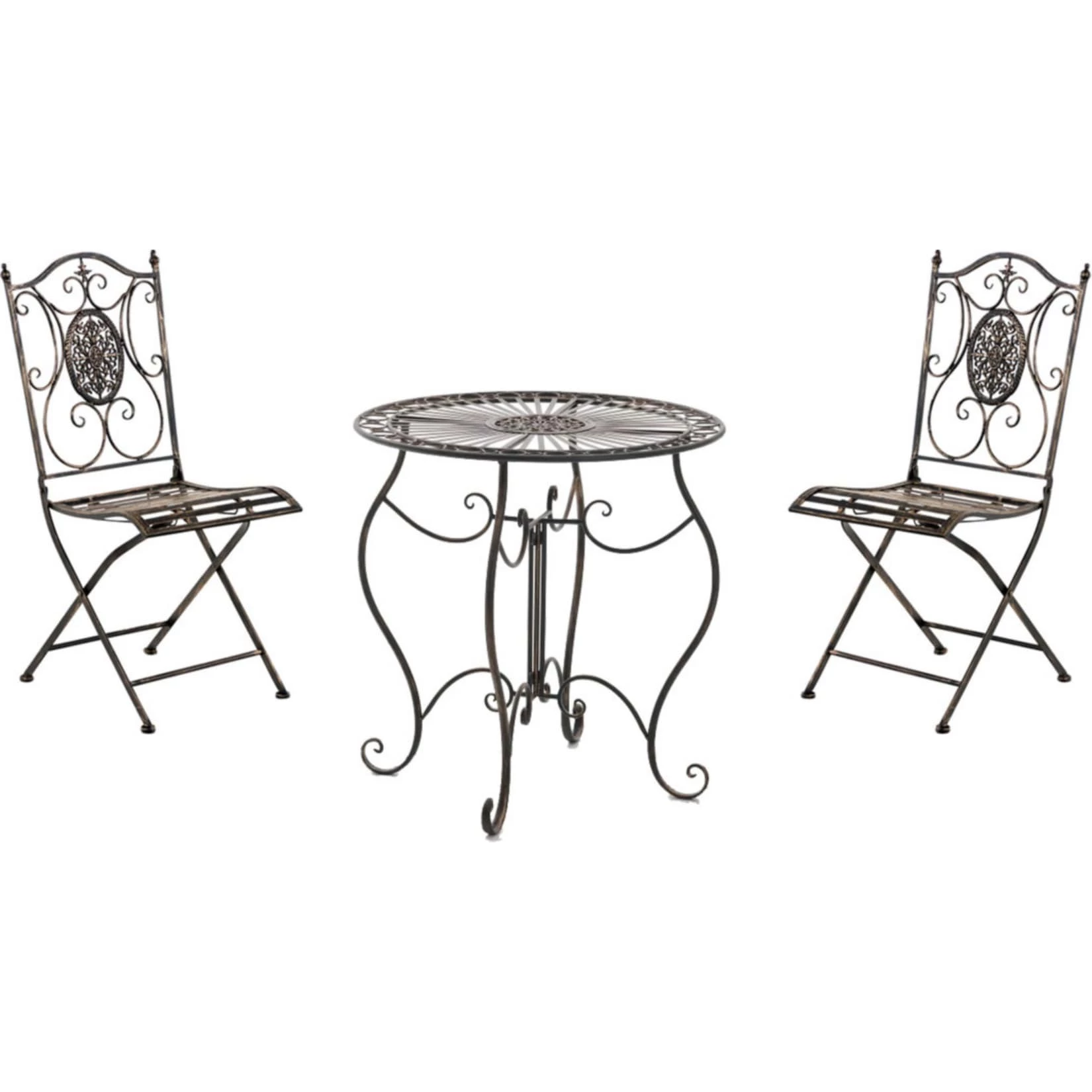 CLP Garten-Sitzgruppe Aldeano Aus Eisen I Pflegeleichtes Gartenmöbel-Set: 2 X Klappstuhl Und 1 X Tisch 1 CLP Garten-Sitzgruppe Aldeano Aus Eisen I Pflegeleichtes Gartenmöbel-Set: 2 X Klappstuhl Und 1 X Tisch