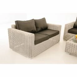 CLP Polyrattan-Lounge Madeira I Gartenmöbel-Set Mit Polsterauflagen: 2er-Sofa Und 2 Sessel Und 1 Loungetisch Und 1 Hocker -Zipper Geschäft 8600246500 11659497 prod 003