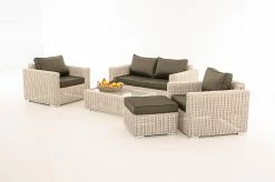 CLP Polyrattan-Lounge Madeira I Gartenmöbel-Set Mit Polsterauflagen: 2er-Sofa Und 2 Sessel Und 1 Loungetisch Und 1 Hocker -Zipper Geschäft 8600246500 11659497 prod 005