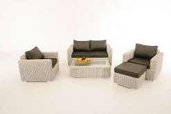 CLP Polyrattan-Lounge Madeira I Gartenmöbel-Set Mit Polsterauflagen: 2er-Sofa Und 2 Sessel Und 1 Loungetisch Und 1 Hocker -Zipper Geschäft 8600246500 11659497 prod 006