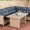 CLP Gartengarnitur Minari Aus Flachrattan I Sitzgruppe Mit 6 Sitzplätzen I Gartenmöbel-Set Aus Polyrattan Mit Aluminium-Gestell