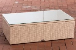 CLP Polyrattan Loungetisch Tibera I Gartentisch Mit Glasplatte I Beistelltisch Aus Flachrattan 60x100x32 Cm