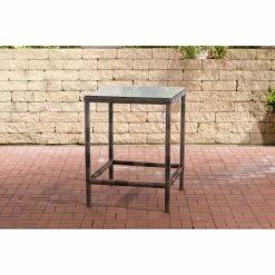 CLP Polyrattan Tisch Alia 5mm I Gartentisch Rundrattan I Bartisch Mit Glasplatte I Gartenmöbel