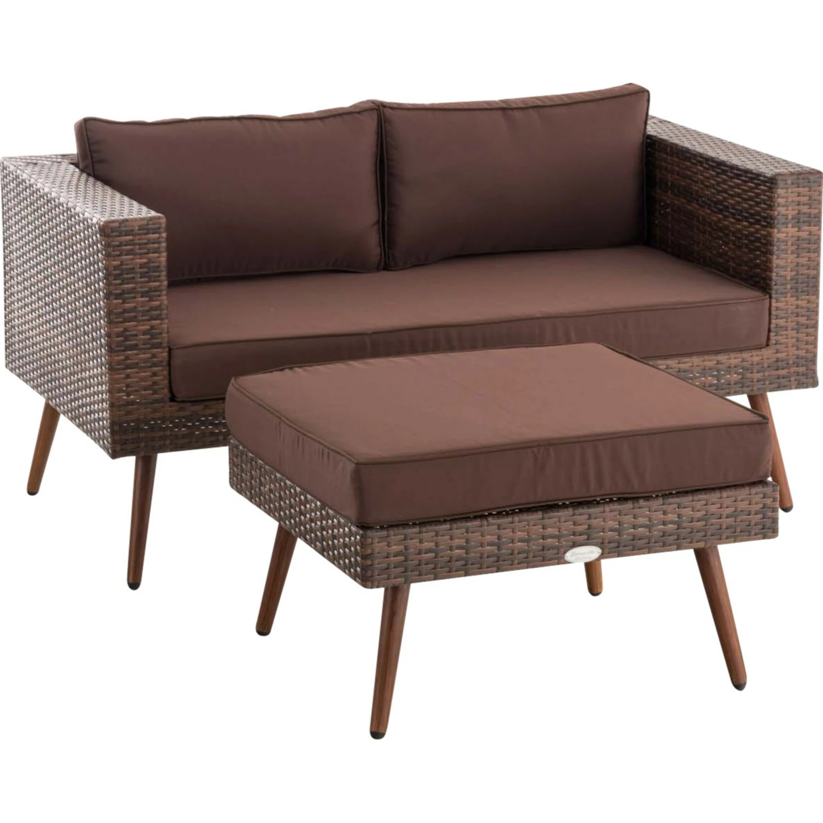 CLP Polyrattan 2er Sofa MOLDE Mit Fußhocker I Braun-meliert I Loungeset I Gartensofa Mit Hocker I Gartengarnitur 2 CLP Polyrattan 2er Sofa MOLDE Mit Fußhocker I Braun-meliert I Loungeset I Gartensofa Mit Hocker I Gartengarnitur – Bild 2