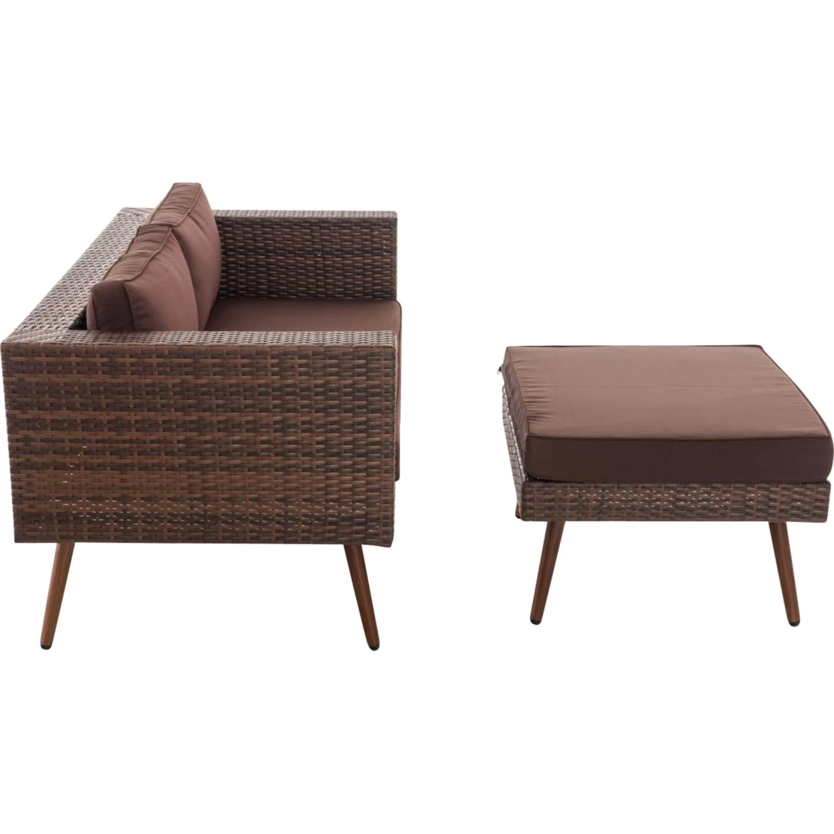CLP Polyrattan 2er Sofa MOLDE Mit Fußhocker I Braun-meliert I Loungeset I Gartensofa Mit Hocker I Gartengarnitur 3 CLP Polyrattan 2er Sofa MOLDE Mit Fußhocker I Braun-meliert I Loungeset I Gartensofa Mit Hocker I Gartengarnitur – Bild 3