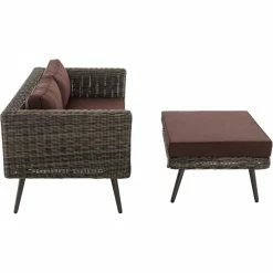CLP Polyrattan 2er Sofa MOLDE Mit Fußhocker I Grau-meliert I Loungeset Rundrattan I Gartensofa Mit Hocker I 5mm Rattandicke -Zipper Geschäft 8600246500 303369 prod 003