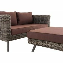CLP Polyrattan 2er Sofa MOLDE Mit Fußhocker I Grau-meliert I Loungeset Rundrattan I Gartensofa Mit Hocker I 5mm Rattandicke -Zipper Geschäft 8600246500 303369 prod 006