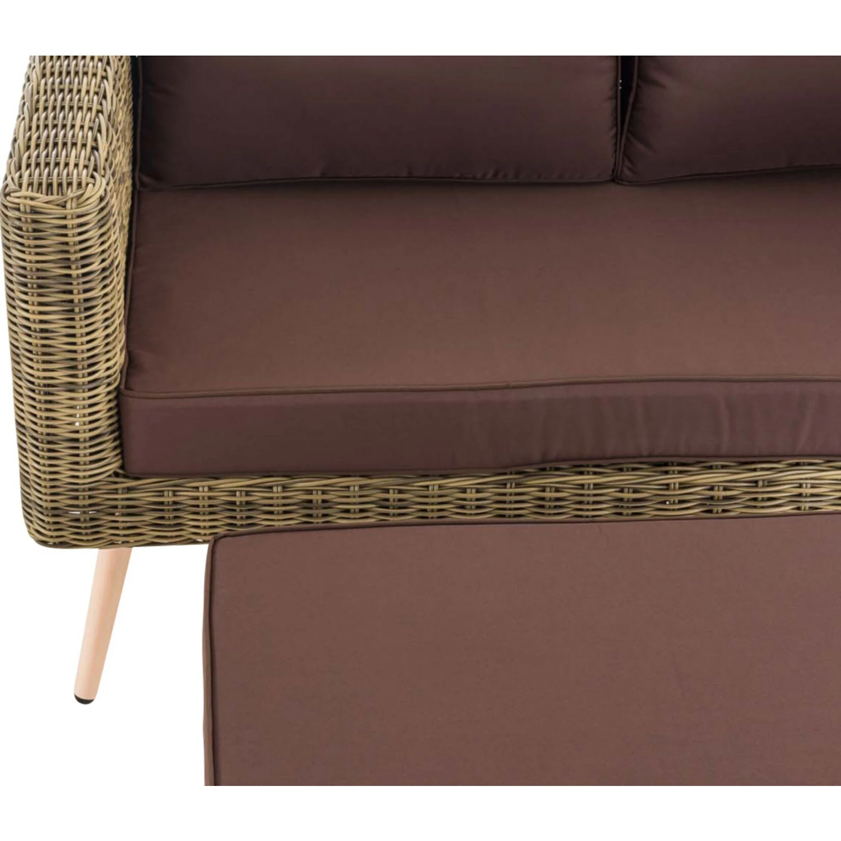 CLP Polyrattan 2er Sofa MOLDE Mit Fußhocker I Natura I Loungeset Rundrattan I Gartensofa Mit Hocker I 5mm Rattandicke 5 CLP Polyrattan 2er Sofa MOLDE Mit Fußhocker I Natura I Loungeset Rundrattan I Gartensofa Mit Hocker I 5mm Rattandicke – Bild 5