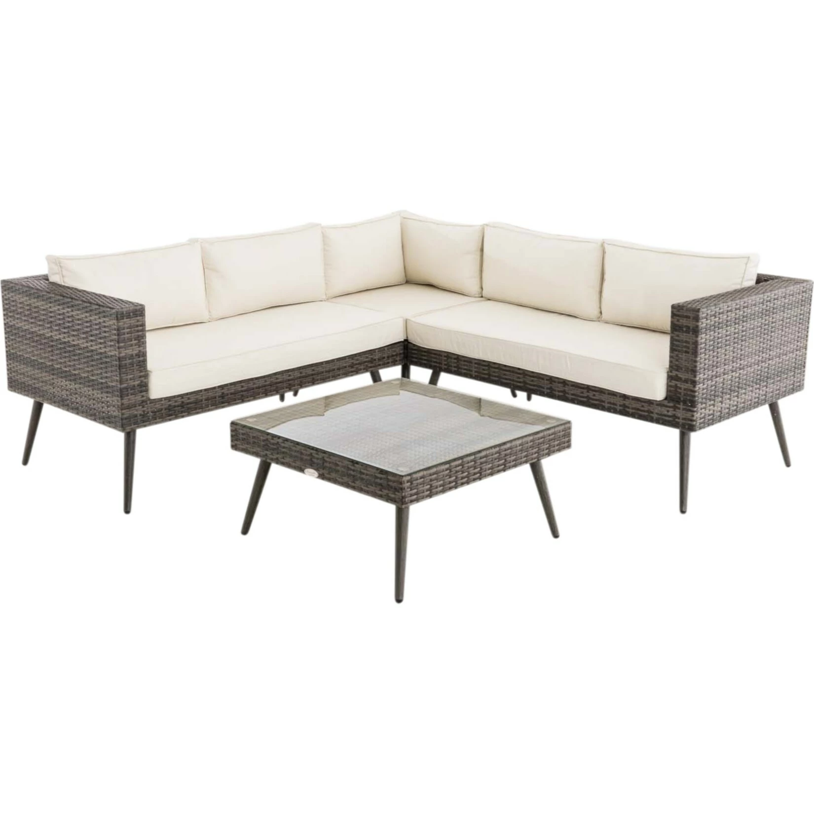 CLP Polyrattan Eck-Loungeset MOLDE I Grau-meliert I Gartenlounge I Eck-Sofa + Glastisch I 1,25mm Rattandicke 2 CLP Polyrattan Eck-Loungeset MOLDE I Grau-meliert I Gartenlounge I Eck-Sofa + Glastisch I 1,25mm Rattandicke – Bild 2