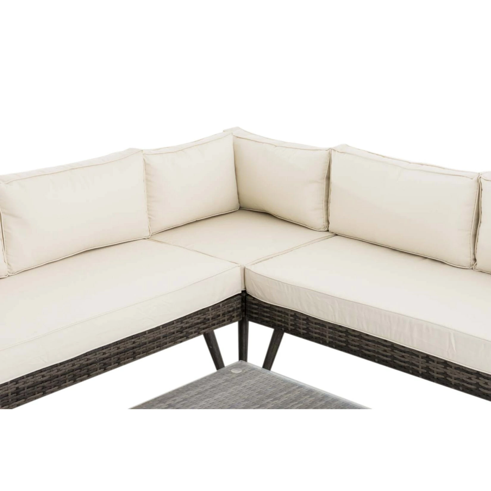 CLP Polyrattan Eck-Loungeset MOLDE I Grau-meliert I Gartenlounge I Eck-Sofa + Glastisch I 1,25mm Rattandicke 4 CLP Polyrattan Eck-Loungeset MOLDE I Grau-meliert I Gartenlounge I Eck-Sofa + Glastisch I 1,25mm Rattandicke – Bild 4