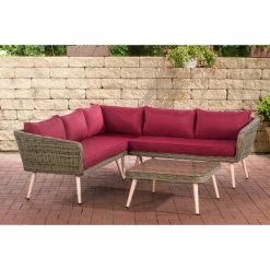 CLP Polyrattan Eck-Loungeset SKARA I Natura I Gartenlounge Rundrattan I Eckgarnitur & Glastisch I 5mm Rattandicke I 5 Sitzplätze